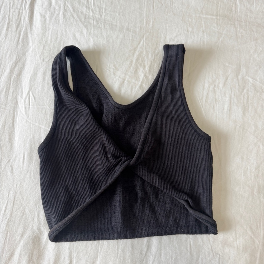By Together navy blue Ribbed Twist Crop Top